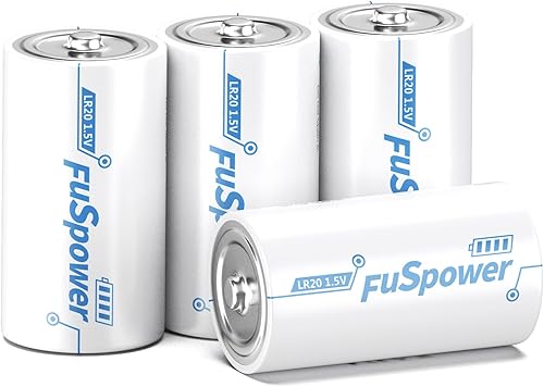 D Batteries LR20 - Batería alcalina de tamaño D de 1.5 V con potencia de larga duración para linterna de reloj (4 unidades (paquete de 1))