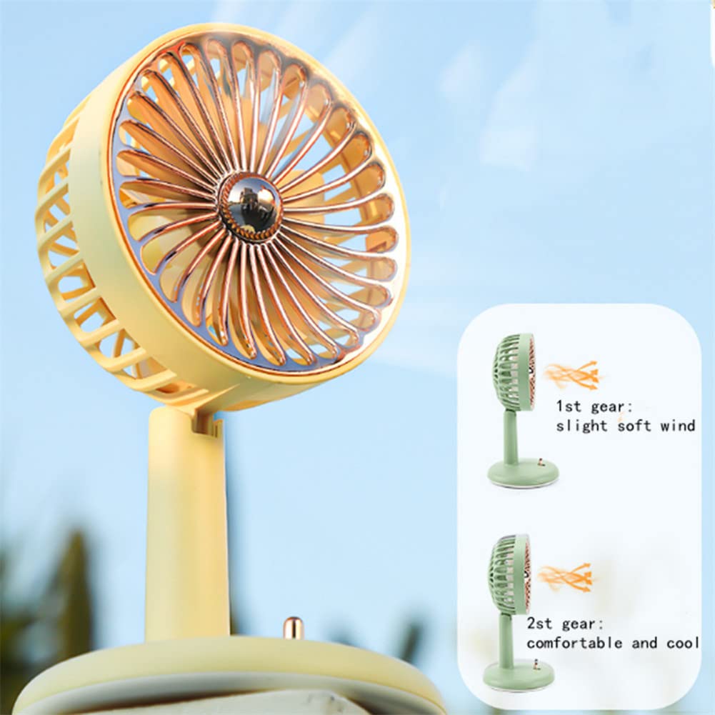 ATEngeus USB-bureauventilator, 10000 mAh ventilator, 4 snelheden tafelventilator, 8 campingventilator, 180 ° rotatie, LED-licht, timer, draagbare ventilator voor kamperen, reizen