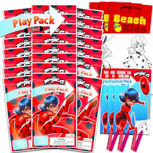 Miraculous Ladybug lot de 24 mini cahiers de coloriage avec autocollants pour anniversaire