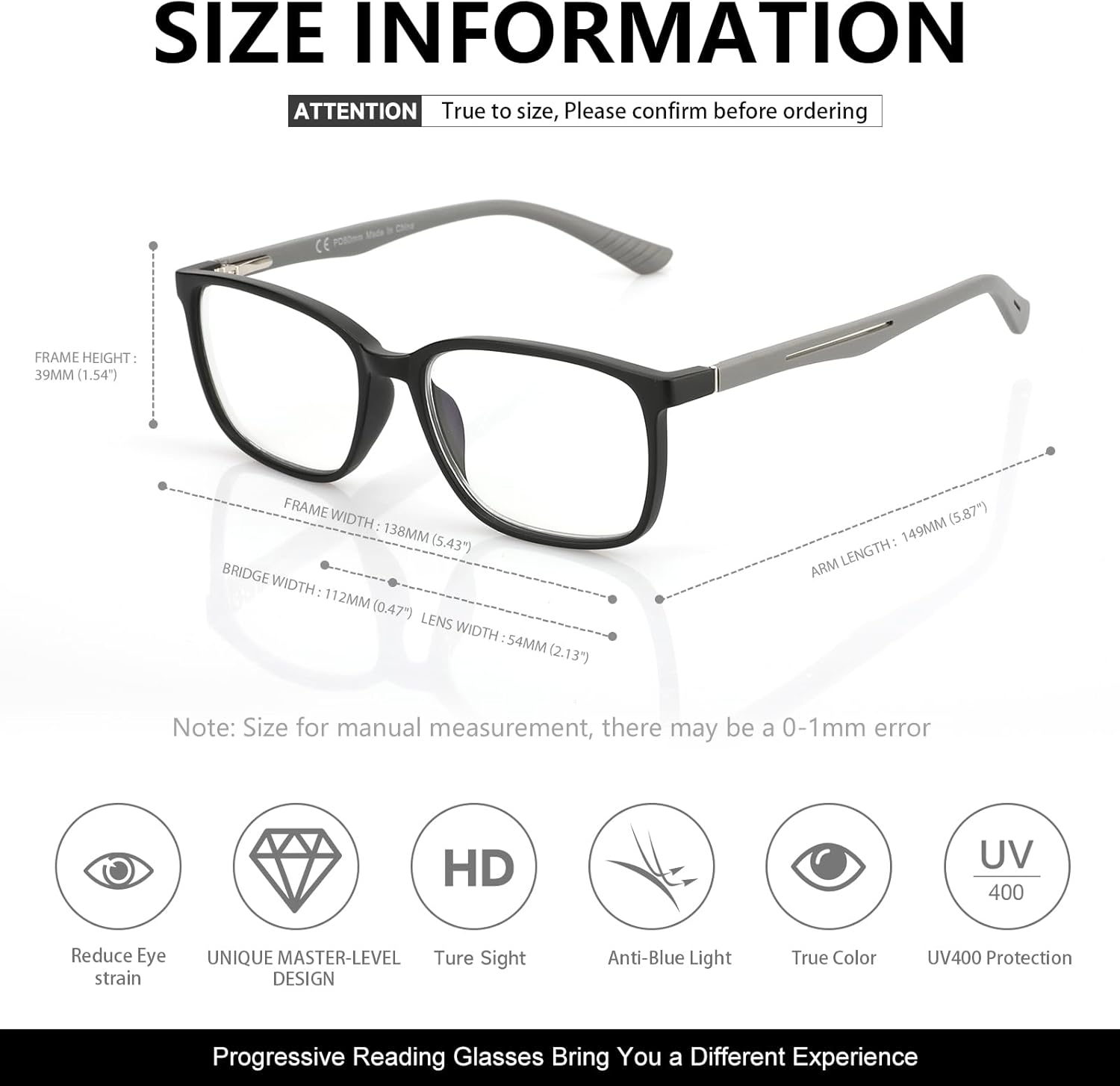 SKYOAK 2 Pack premium Sporty Style Progressive Multifocus Reading Glasses for Men, Durable TR90 Frame Anti Blue Light/UV/Eye Strain Computer Readers, Spring Hinge No-Line Multifocal Eyeglasses, 2.5x - Image 7