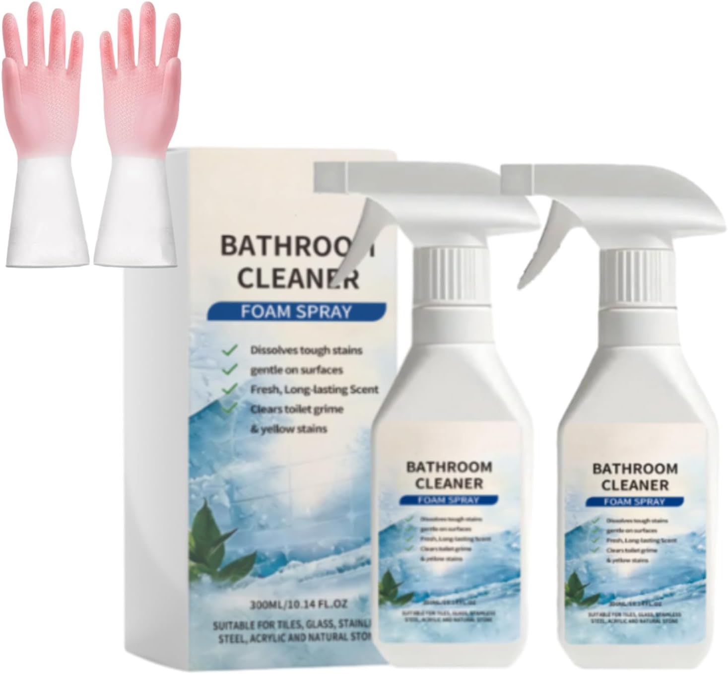 Scale Remover Bathroom Cleaner, Bathroom Descaler Foam, Powerful Scale Remover, Bathroom and Shower Foamer Aerosol, Suitable for Tiles, Glass, Stainless, Steel, Acrylicand Natural Stone (2PCS)