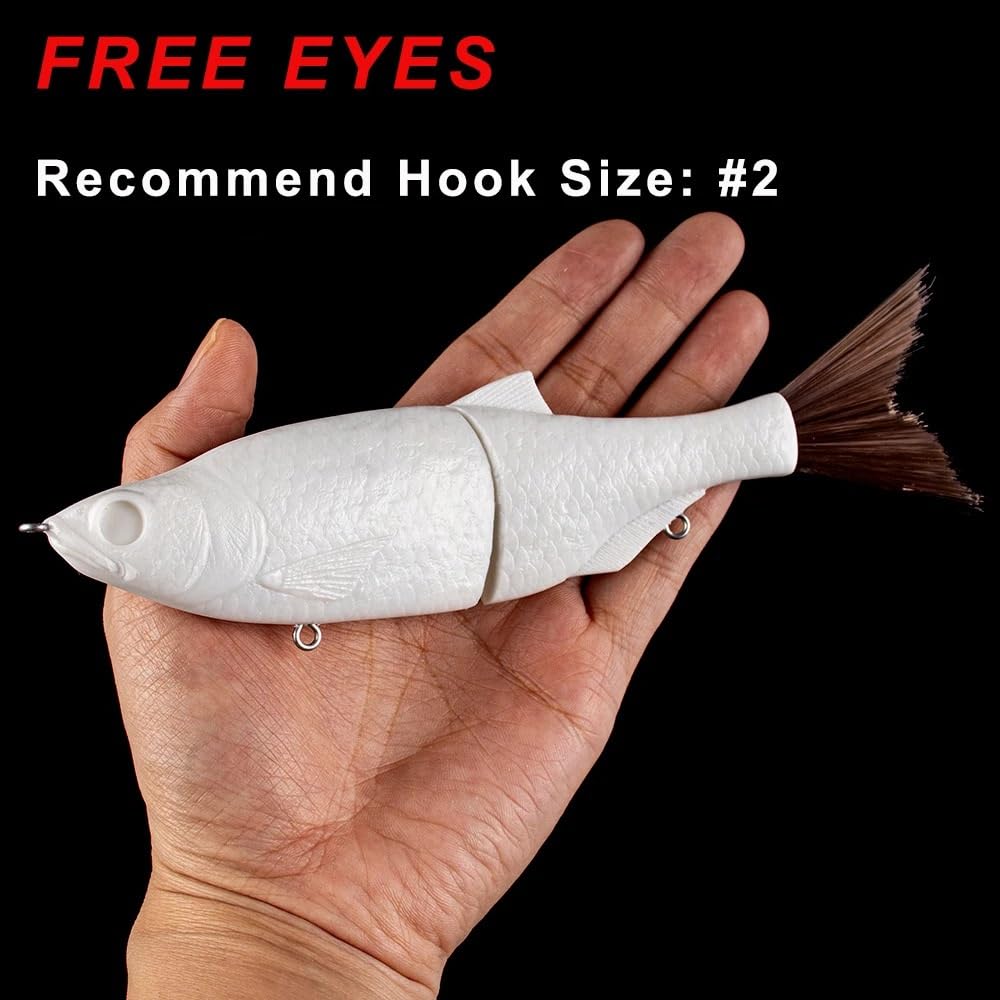 5 cebos de natación con Deslizamiento articulado de 17 cm en Blanco - Señuelos de Pesca de Cuerpo Duro sin Pintar for Cebo hundido DIY - Perfecto for Pesca de lubina y Perca
