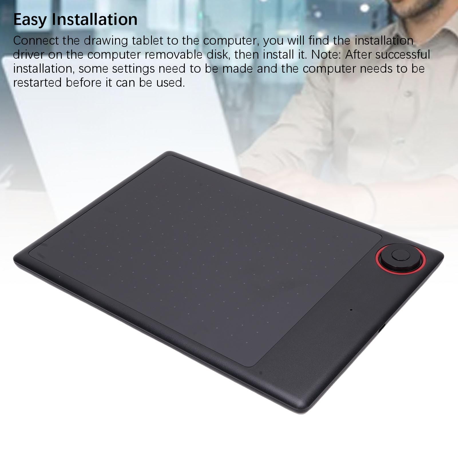 Tablet da Disegno Grafico Portatile da 10x6 Pollici, Tablet di Arte Digitale con 8192 Sensibilità di Pressione Nessuna Penna a Batteria e 1 Tasto Mmello M, per Mac, PC e Android