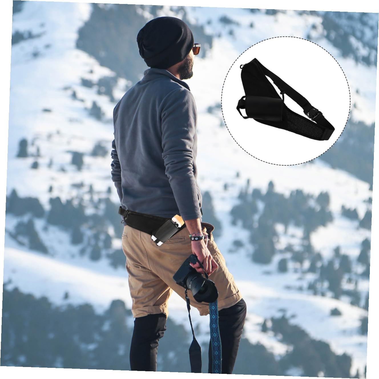 UKCOCO Riñonera para Correr con Portabotellas de Nylon Negro | Diseño de Cintura, Cremallera Suave y Resistente, para Running y Viaje al Aire Libre