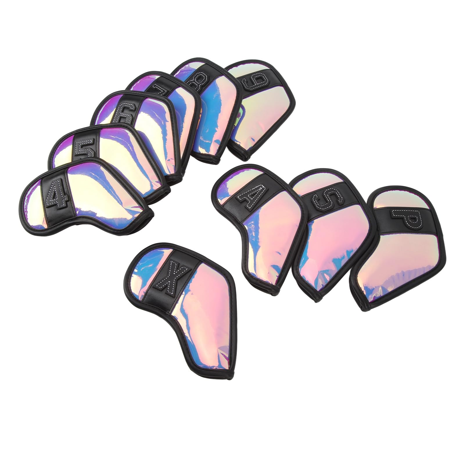 KUIDAMOS Fundas para Cabezas de Palos de Golf, Elegantes, a Prueba de Impactos, a Prueba de Rayones, Juego de Fundas de Hierro para Palos de Golf, Ajuste Versátil para Viajes y Torneos, Tela de PU,
