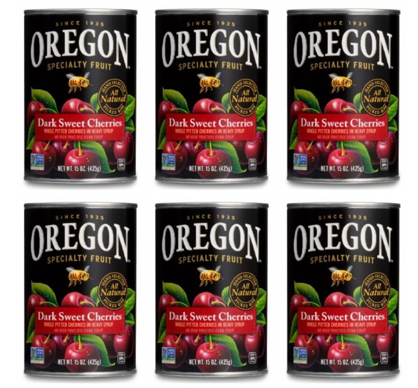 Oregon Dark Sweet Cherries In Heavy Syrup, Pack of 6 Cans (Value Pack)