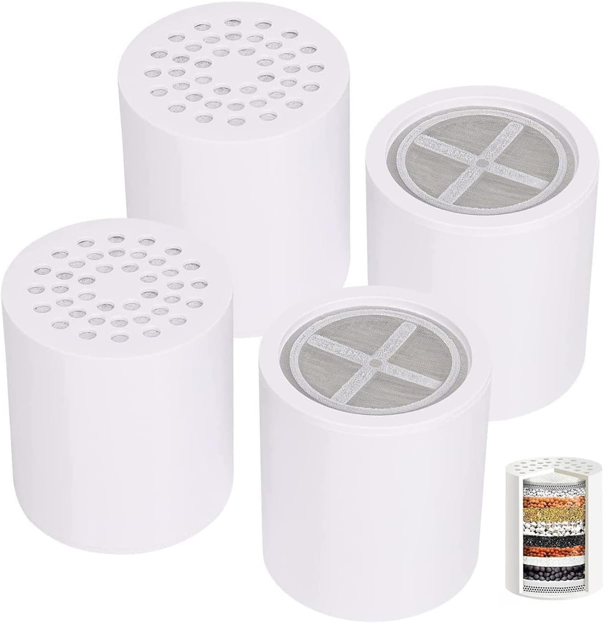 DUUKOA 4 Packs 15 Stage Universal Shower Filter Cartridges Chlorine