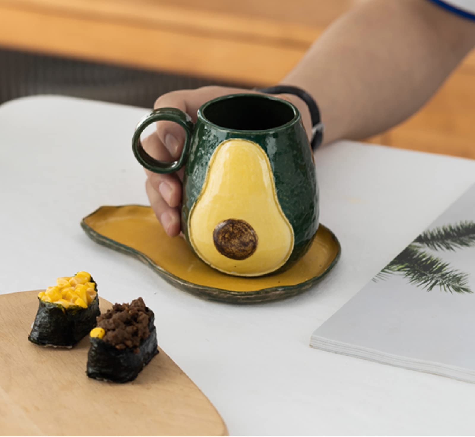 Tazza da caffè in ceramica Tazza da tè con avocado Tazza da caffè in ceramica artigianale Tazza regalo per ufficio e casa