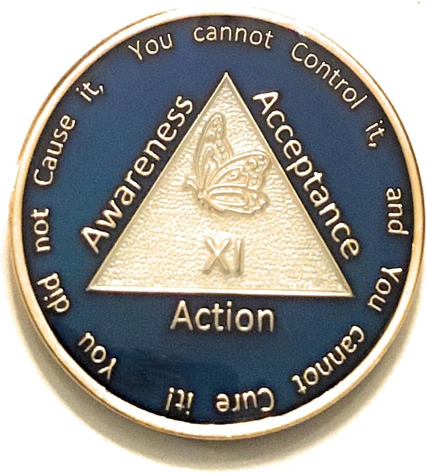 11 Year Al-Anon Blue Butterfly Anniversary Medallion, Chip, Token, Coin