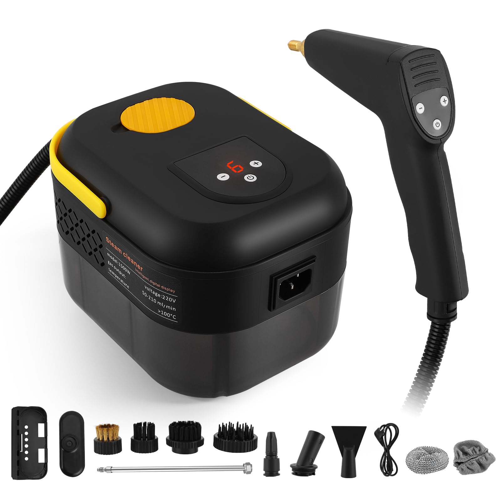 Nettoyeur Vapeur Professionnel,1400ML Réservoir d'eau de Grande Capacité, 10 S Chauffage Rapide,Nettoyeur Haute Température Puissant, Élimine Graisses Pour Salon, Cuisine, Salle de Bain