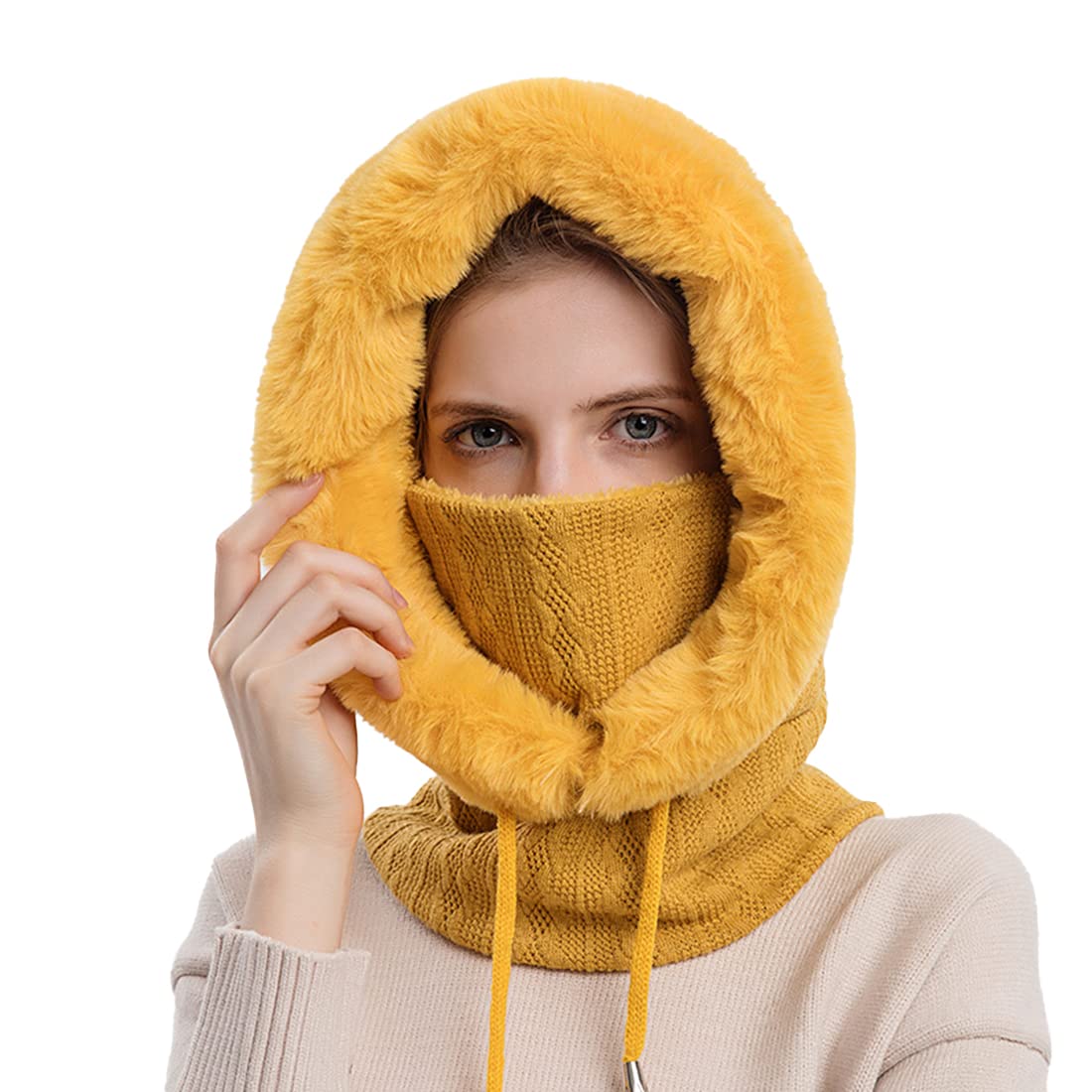 JFAN Gorro Invierno Mujer Térmico Pasamontañas Mujer Invierno Gorros Resistente Al Viento CáLido Y Suave Adecuado para Esquiar Ciclismo Talla única