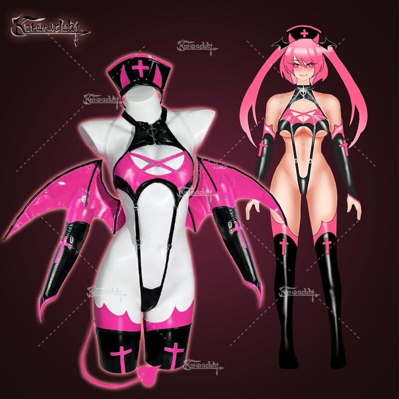 KORURACLUB Succubus costume premium pu cosplay lingerie for women wing devil lingerie