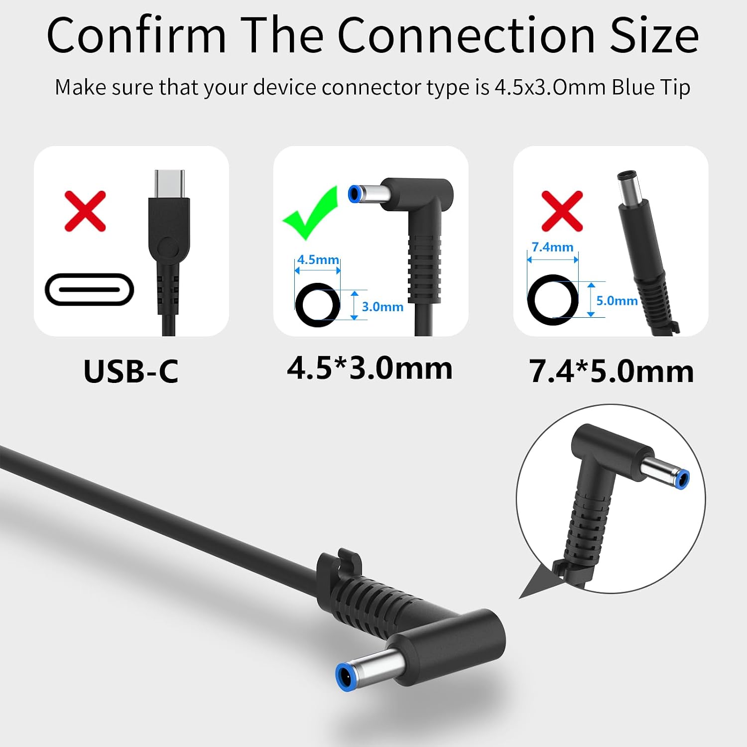 90W 4.62A 4.5mm Blue Tip Laptop Charger Compatible with HP Spectre X360 13 15 Envy 14 15 17 TouchSmart M6 M7 15-j 17-j Series 710412-001 710413-001 710414-001 Adapter Power Supply Cord