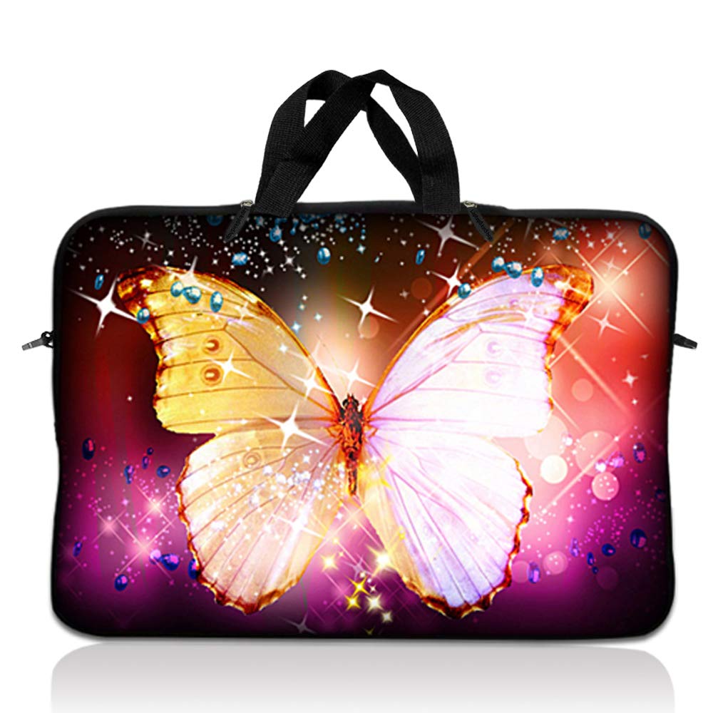 LSS 12.3 inch Laptop Sleeve Bag Carrying Case Pouch with Handle for 11" 11.6" 12" Acer, Asus, Dell, Hp, Sony, Toshiba, Pink Plumeria Flower — view 49