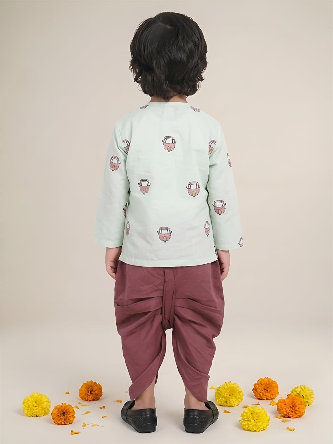 POLKA TOTS Elegant Traditional Dhoti Kurta Set for Baby Boys | Premium Cotton Ethnic Wear for Baby & Toddler Boy | Soft & Breathable Festive Outfit for Weddings (Rickshaw Embroidery, 9-12 M) 3