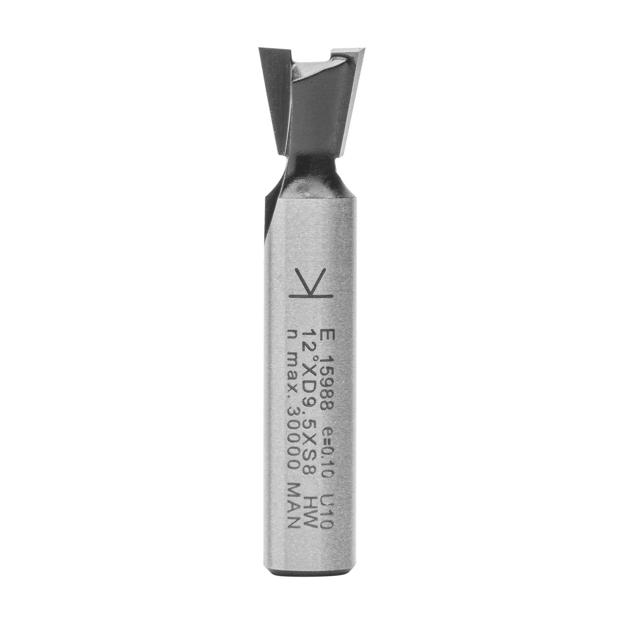 ENT 15988 Gratfräser HW (HM), Schaft (C) 8 mm, Durchmesser (A) 9,5 mm, B 9,5 mm, E 12°, D 32 mm, ohne Vorschneider