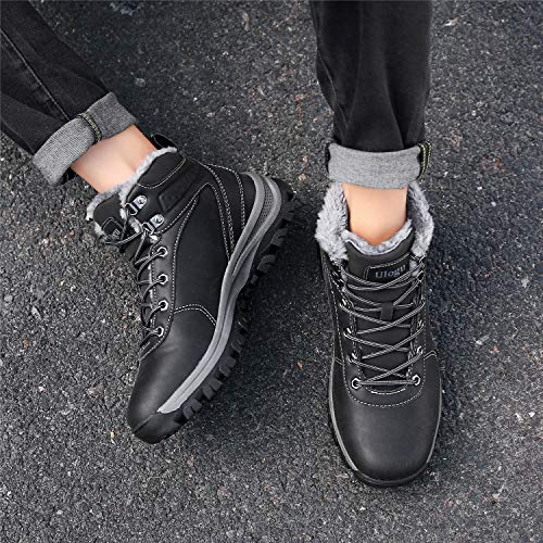 Mens Winter Boots Waterproof Warm Snow Boots Non-Slip Outdoor Trekking Shoes,Black,8 UK - Image 6