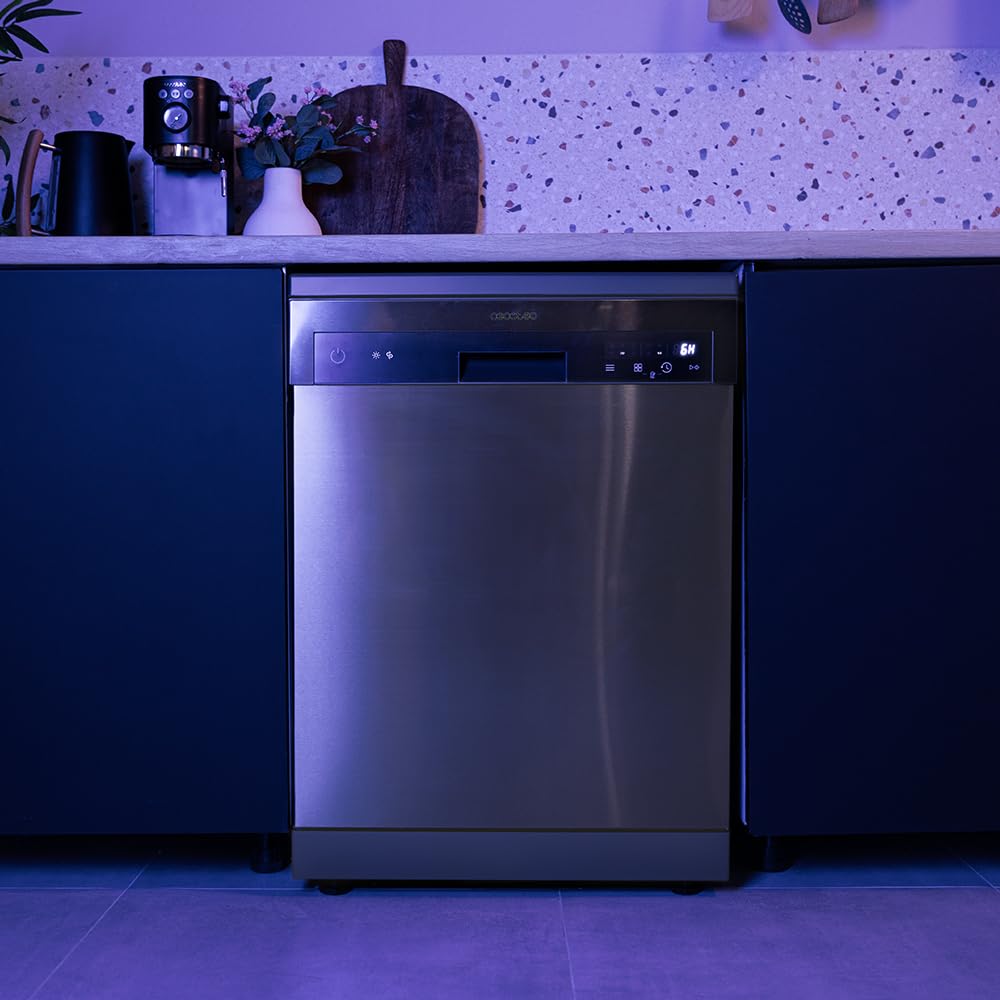 Cecotec Lavavajillas Libre Instalación 60cm Bolero Aguazero 6110 Inox. 1850W, 13 Cubiertos y 6 Programas, Función Media Carga, Programa 3 en 1, Delay Start, Dry+, FullTouch y ChildLock, Inox — view 8