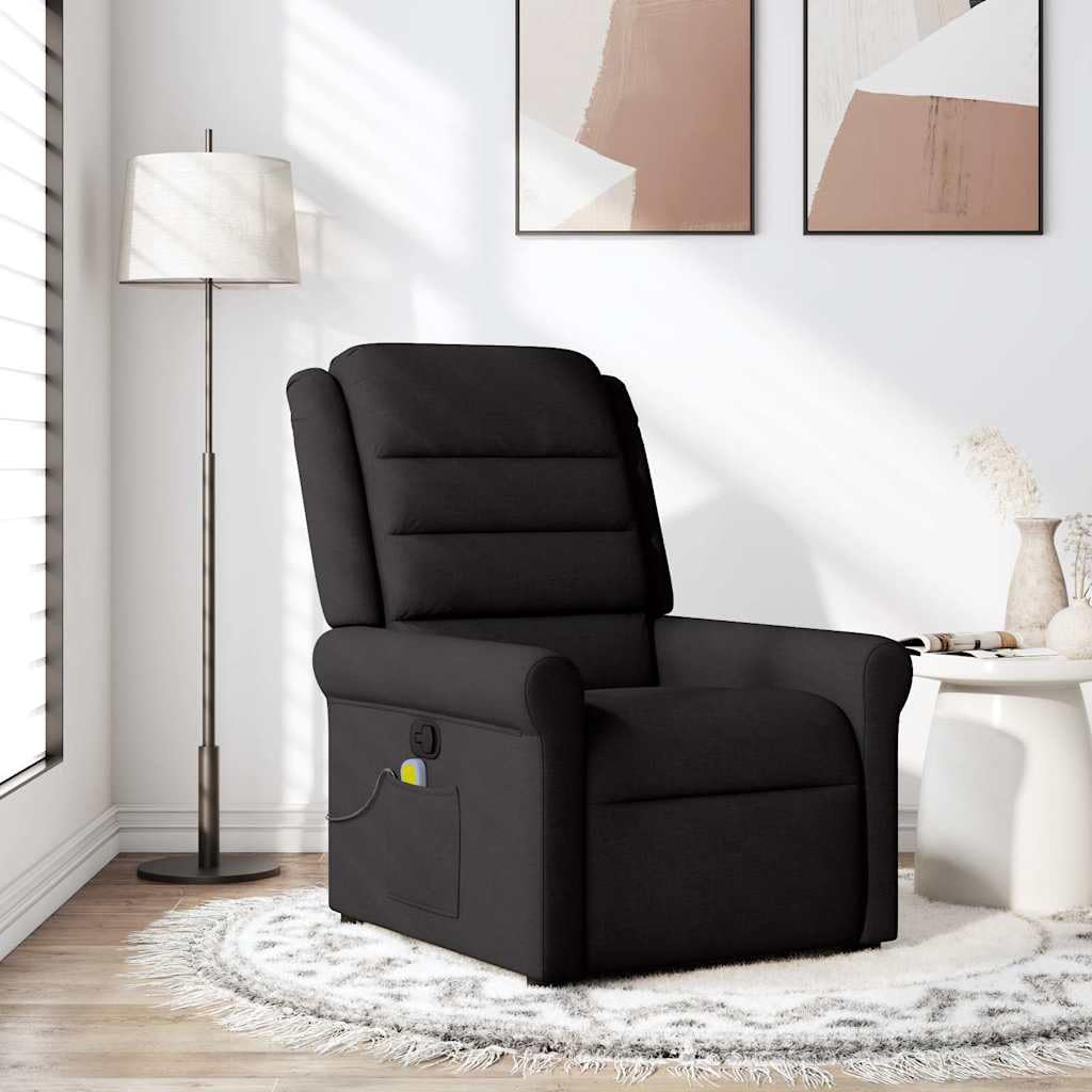 Genérico Sillón reclinable de Masaje de Tela Negro,Mobiliario,Sillas,Sillones,Negro,4015648