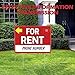 Soaoo 5 Pack 12 x 16 Inch for Rent Sign with Stand for Rent Sign Kit Double Sided Yard Sign Stands Corrugated Plastic for Lease Sign with Directional Arrow Sticker for House Car Rental Supplies