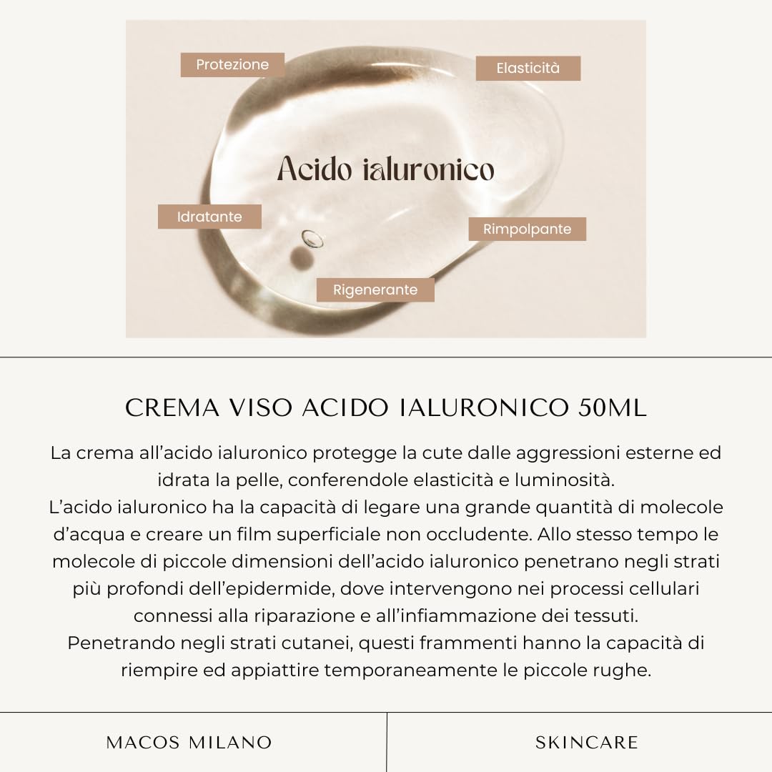 MACOS MILANO Hyaluronic Acid Face Cream 50 ml, Anti-Aging Moisturizer - Image 3