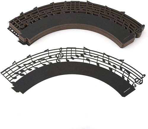 Miniatura 9 de 50 piezas de papel para cupcakes, símbolos musicales, notas musicales, decoración de pasteles de cumpleaños, herramienta de suministro (negro)