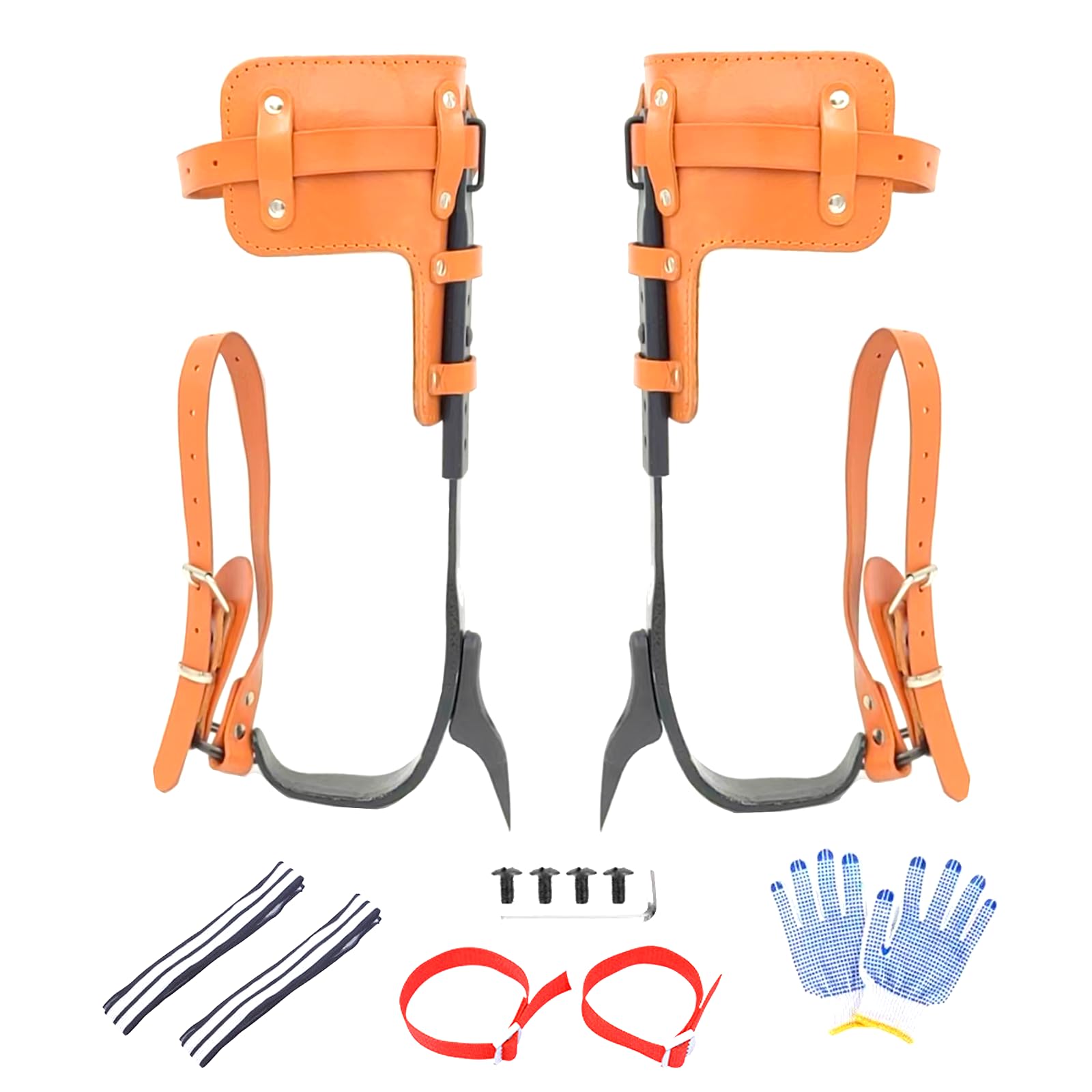 timiland Tree Climbing Gear Set,Tree Climbing Spikes,Upgraded Tree Climbing Gear with Adjustable Length Design,Tree Climbing Tool Set for Logging,Tree surgen, Hunting (Brown)