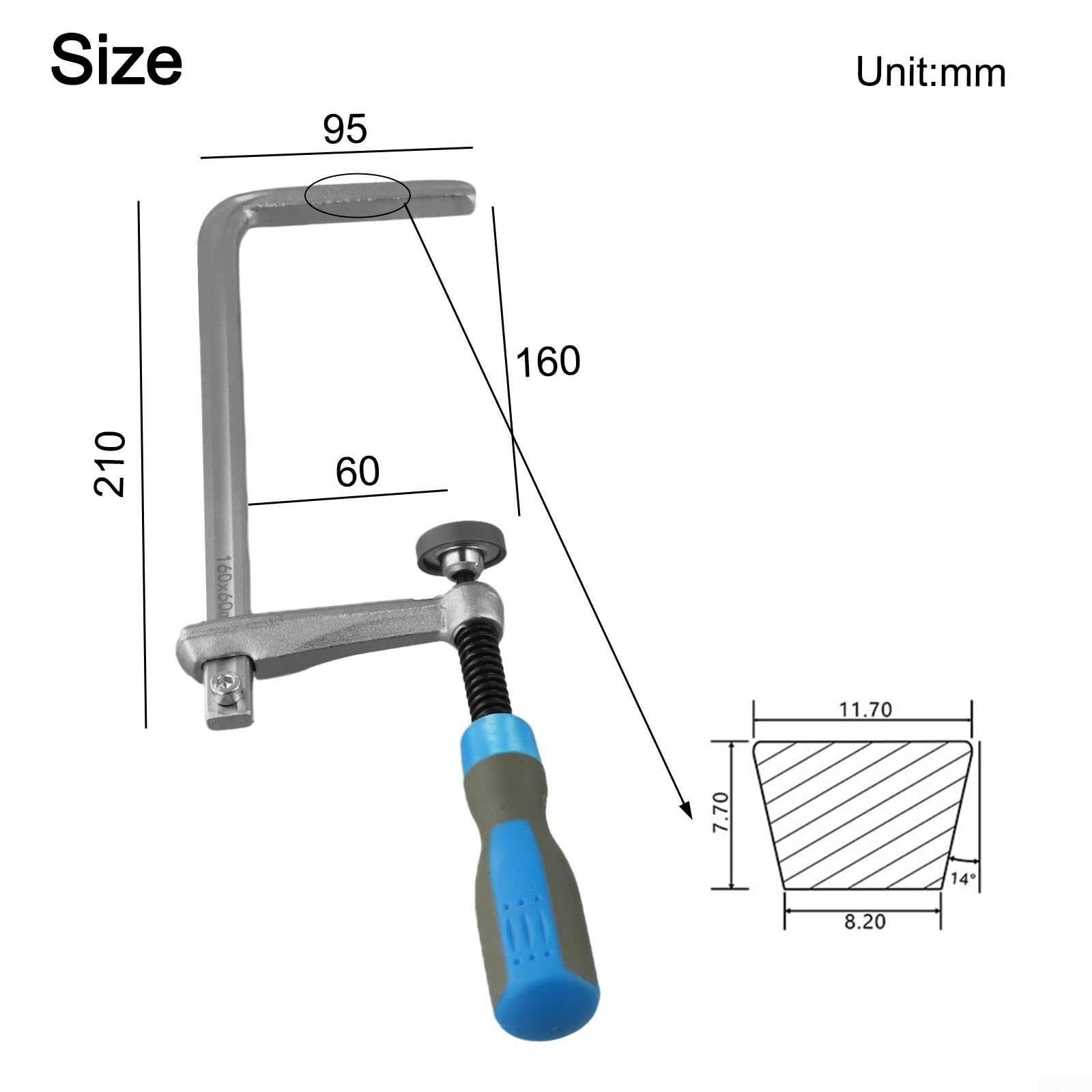 Lot de 2 colliers de serrage à queue d'aronde de 160 x 60 mm avec poignée en plastique à prise en main souple en acier chromé à dégagement rapide pour rail de guidage de scie à rail et table