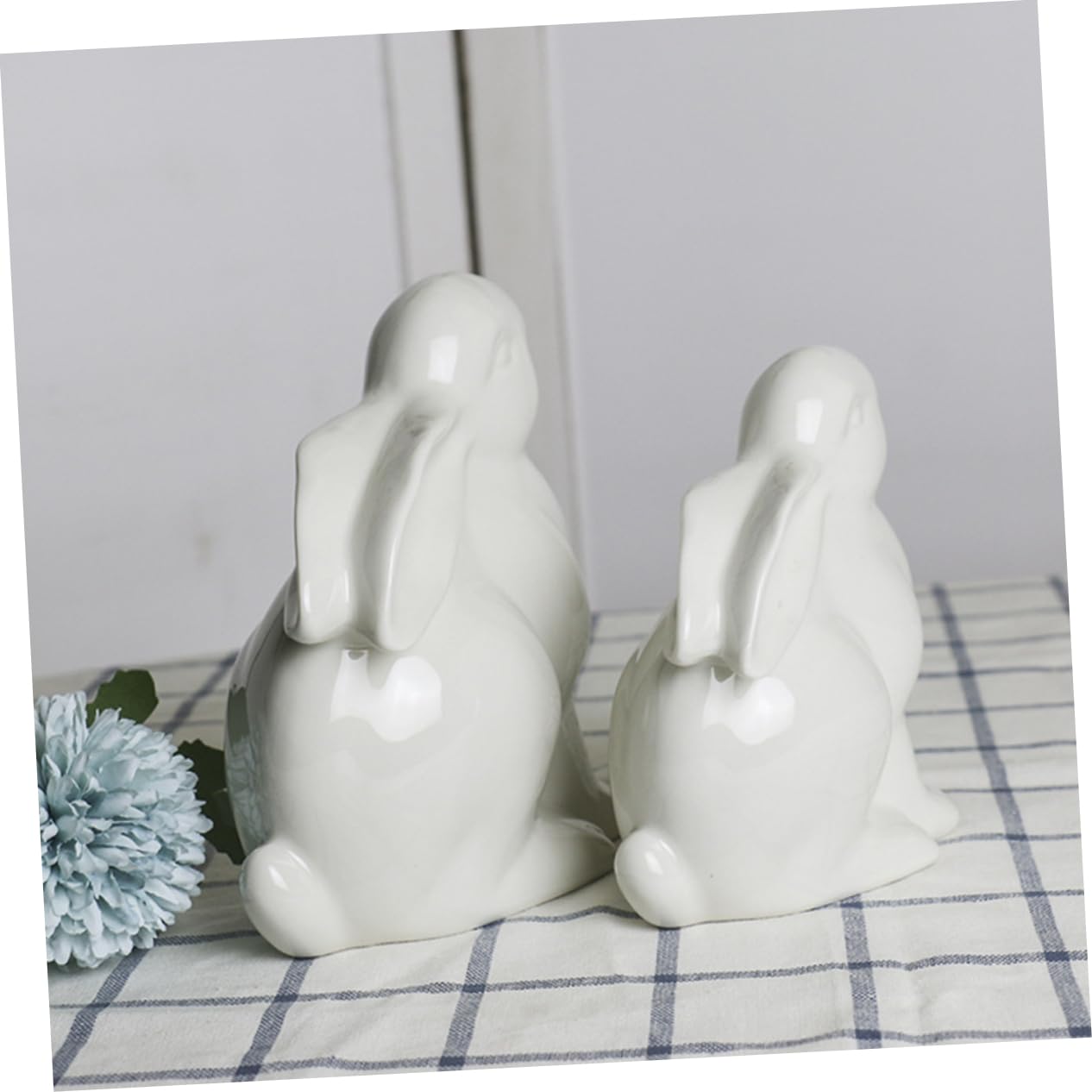 Amosfun Ceramic Rabbit Ornament 5.1X4.7X2.6 Inch Porcelain Bunny Decoration for Home Living Room Tv Cabinet Wine Shelf Decorative Crafts - Image 2