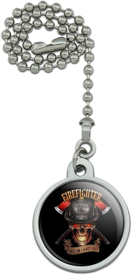 GRAPHICS & MORE Firefighter Skull First in Last Out Fireman Ceiling Fan and Light Pull Chain