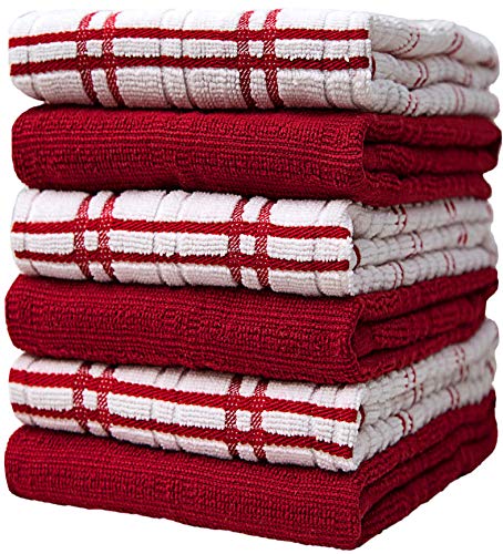 Dish-Towel-16x26-Red-Windowpane-Design-Kitchen-Hand-Towels-Large-Tea-Towel-Set-Dish-Towels-for-Kitchen-Natural-Ring-Spun-Cotton-Dish-Towel-Soft-Highly-Absorbent-400-GSM--6-Pack Dish Towel 16×26 Red Windowpane Design Kitchen Hand Towels Large Tea Towel Set Dish Towels for Kitchen Natural Ring Spun Cotton Dish Towel Soft Highly Absorbent 400 GSM–6 Pack