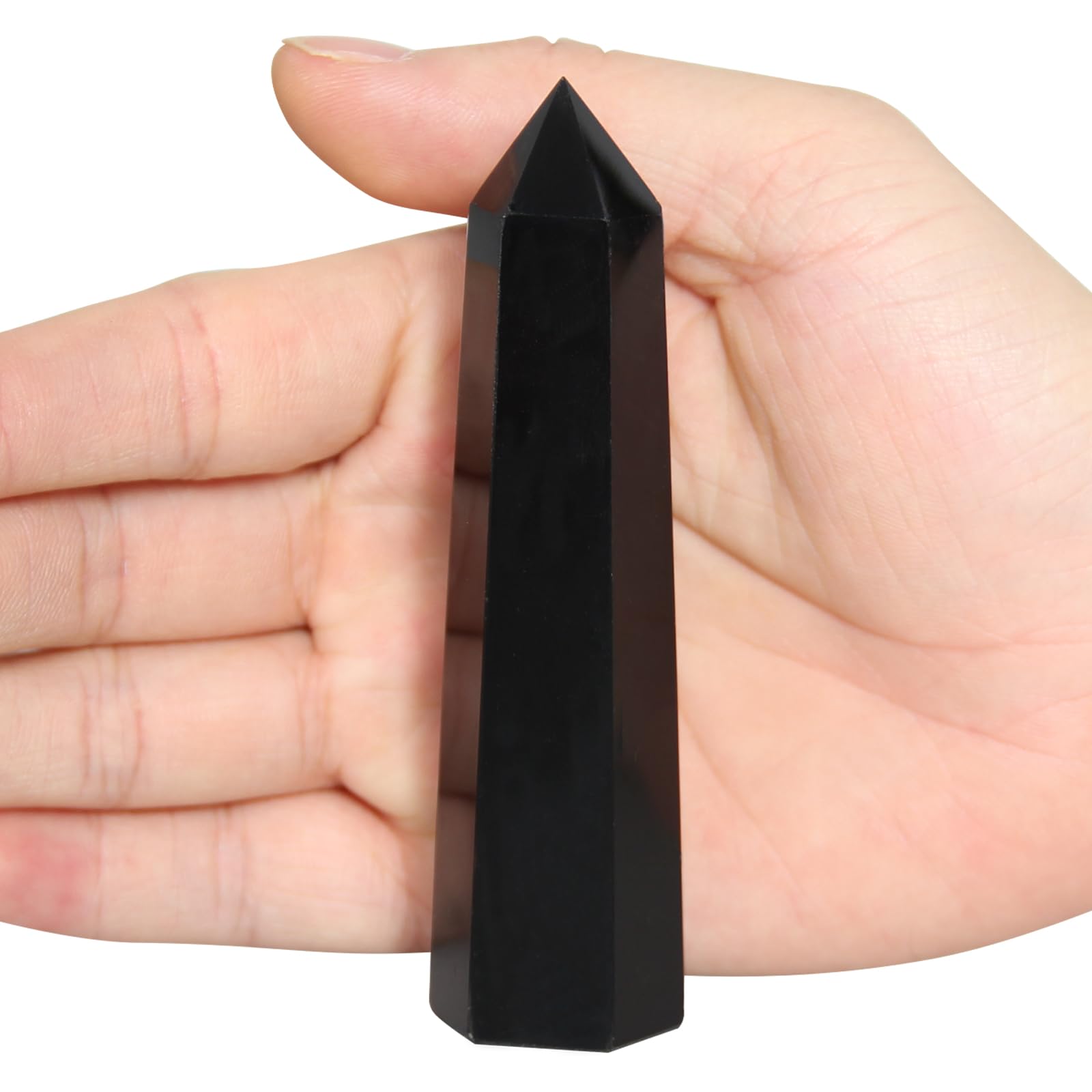 Obsidian Crystal Wand-1 Pc 3.5"-3.9" Natural Obsidian Crystal Wands, Healing Crystal and Stones, Natural Obsidian Stone Tower, Gift Box Packaging
