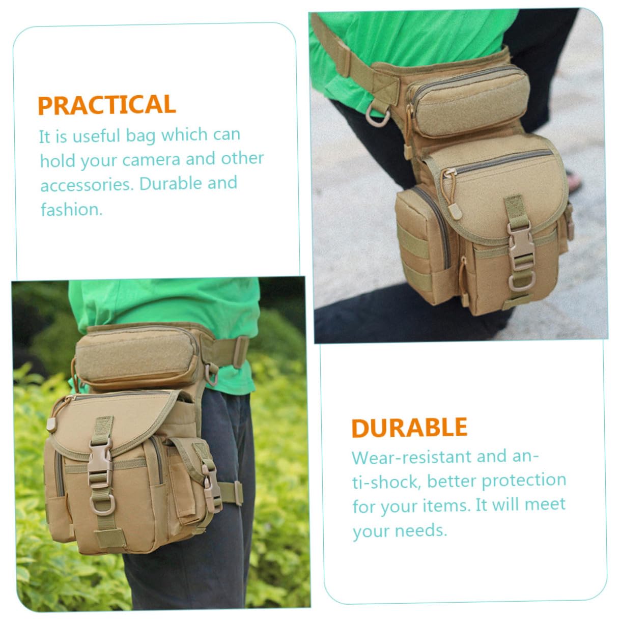 Zerodeko Outdoor Beintasche aus Oxford Gewebe mit Verstellbarem Hüftgurt Multifunktionale Oberschenkel und Hüfttasche für Motorrad Angeln und Outdoor Sport