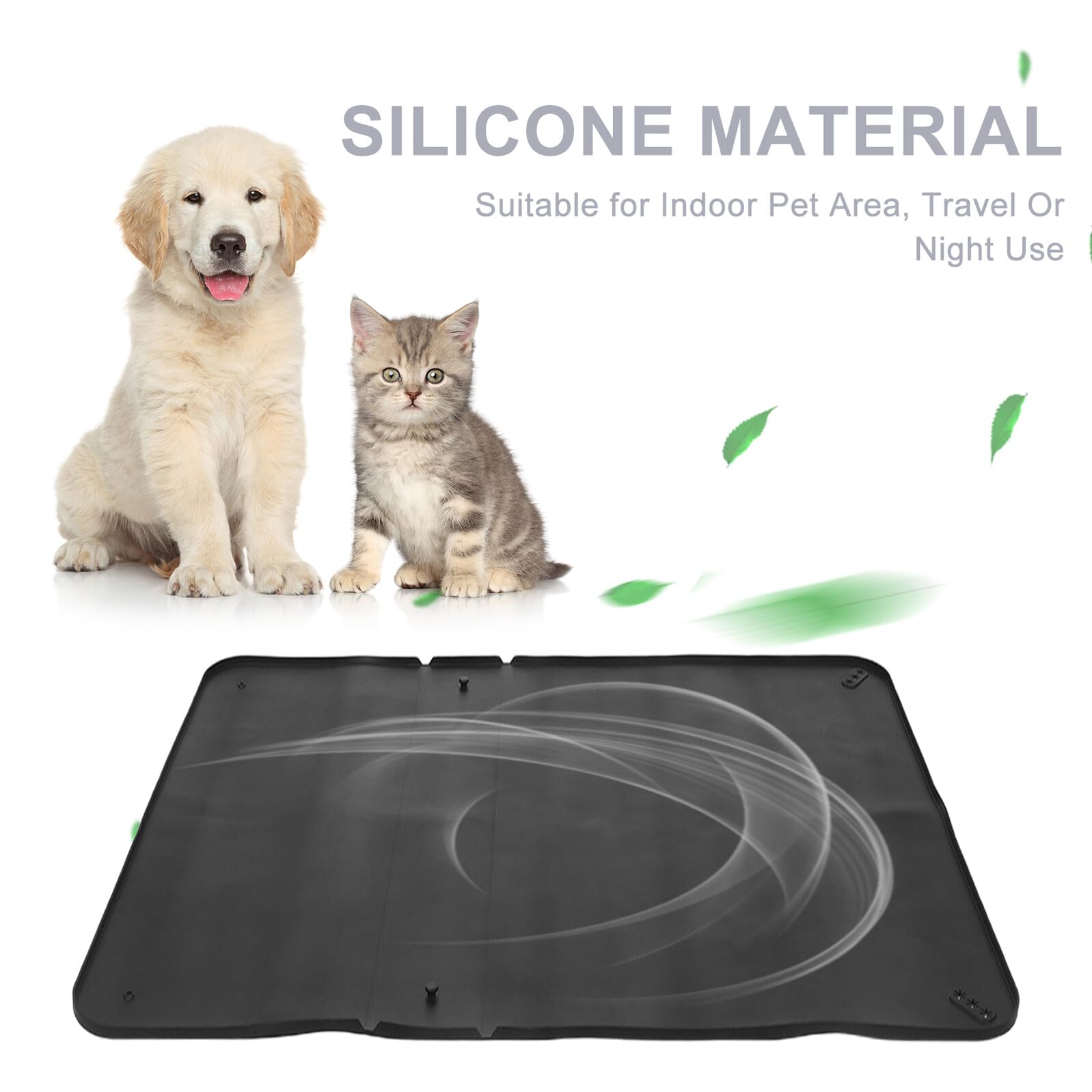 Mobestech Supporto per Traversine Cuccioli in Silicone con Ventosa Antiscivolo, Tappetino Igienico Nero Compatto e Facile da Lavare per Aree Animali Domestici