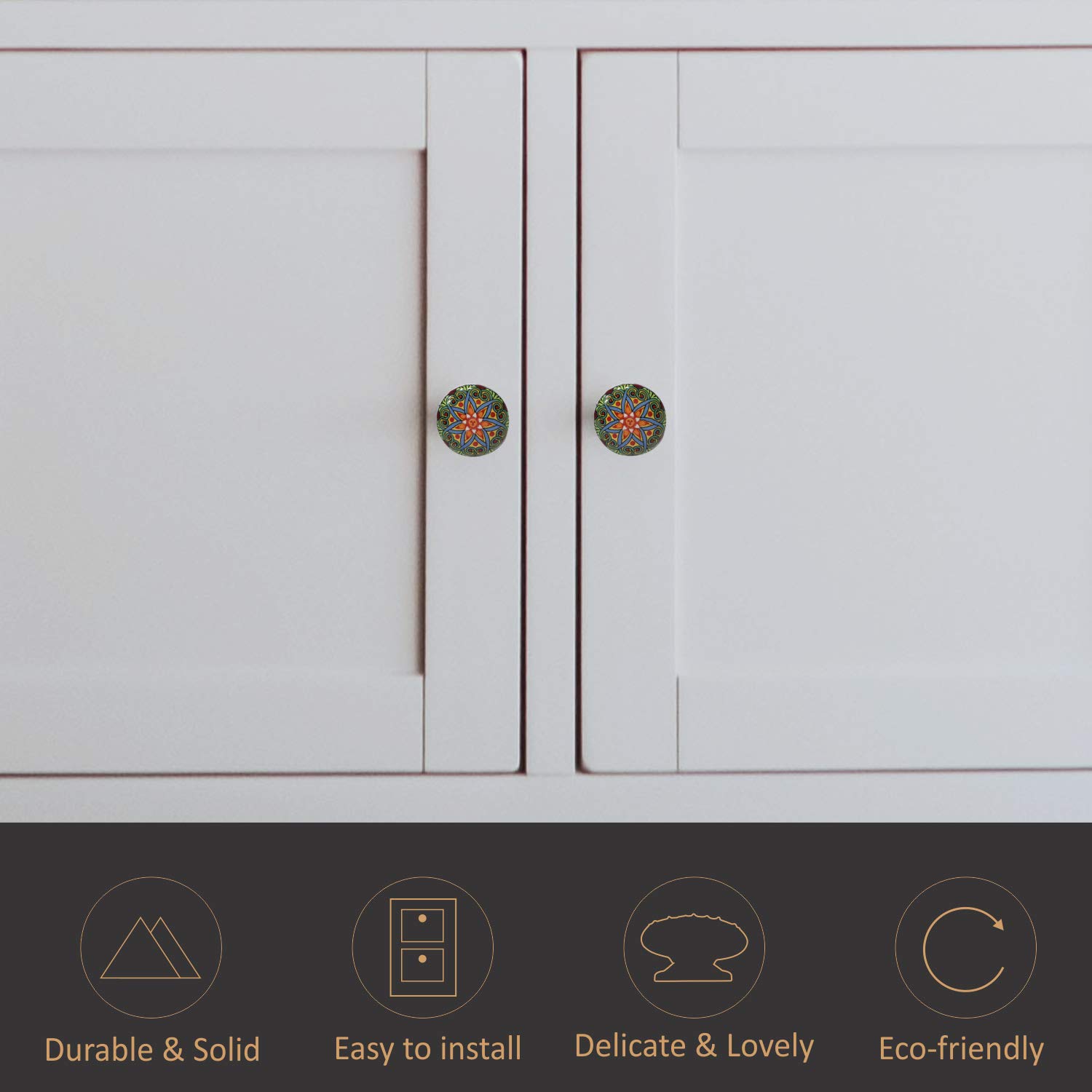 JGARTS 10 X Mix Vintage Look Flower Ceramic Knobs Door Handle Cabinet Drawer Cupboard Pull Mandala Xfer New - View #9