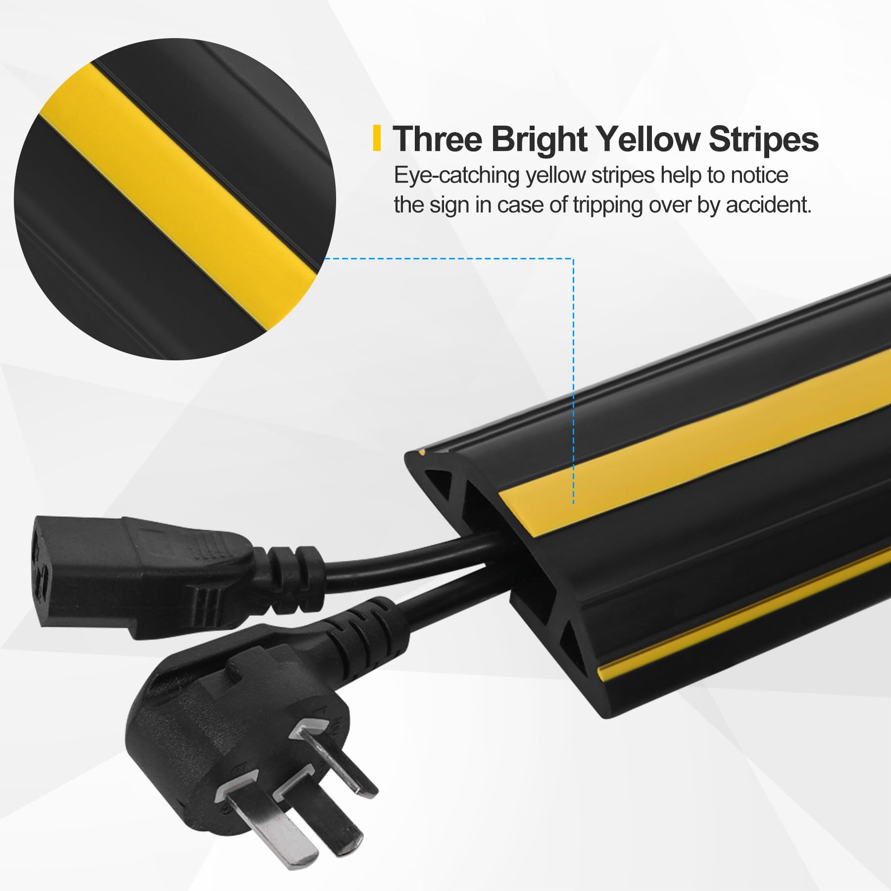 Cubierta de cable de suelo de 10 pies, 2 unidades de PVC resistente, protector de cables eléctricos, gestión, tira de extensión de suelo, cubierta de cable para cables en el canal interior del suelo,
