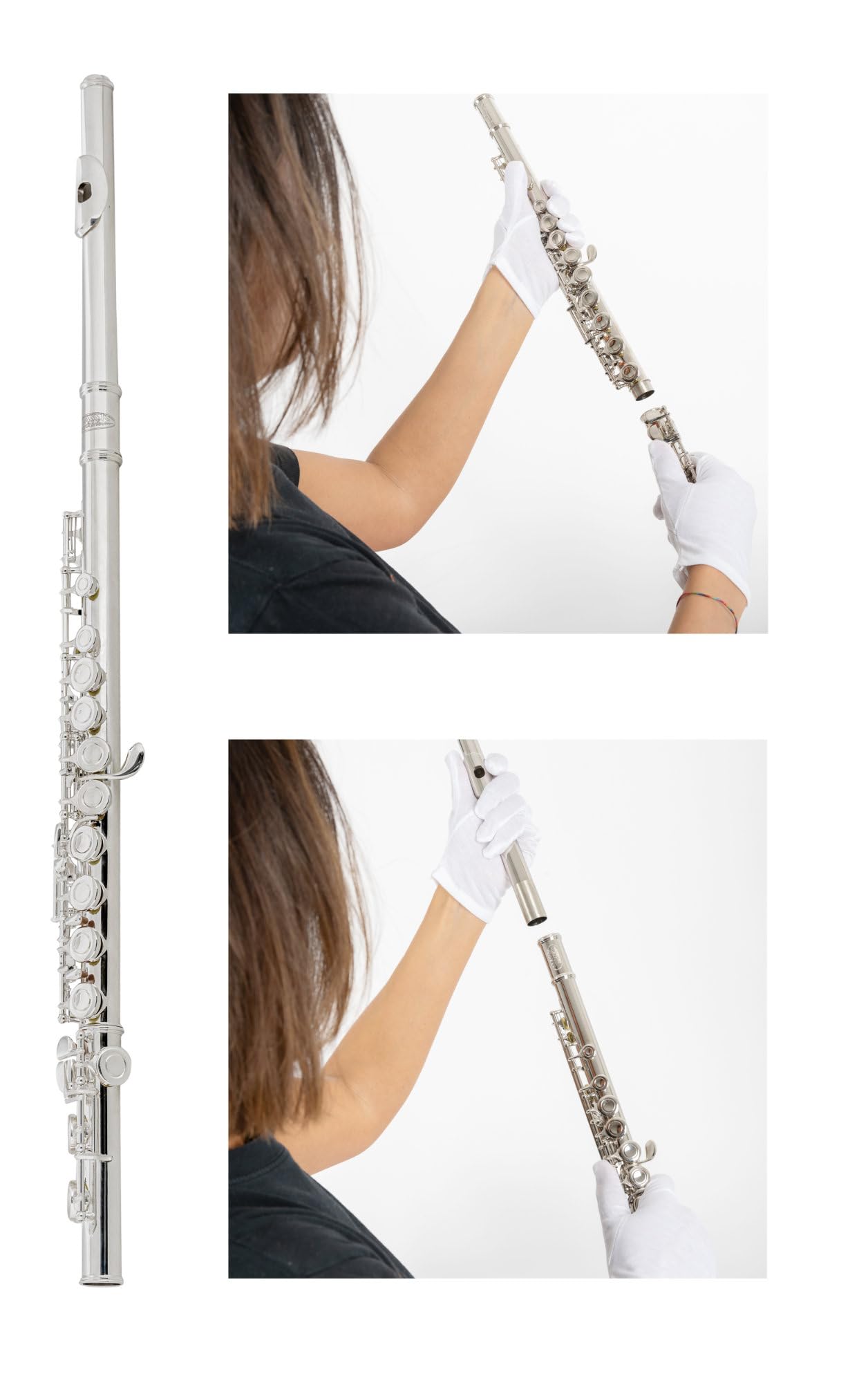 Classic Cantabile FL-200U Querflöte Neusilber Einsteigerinstrument E-Mechanik inklusive Wischerstab Etui