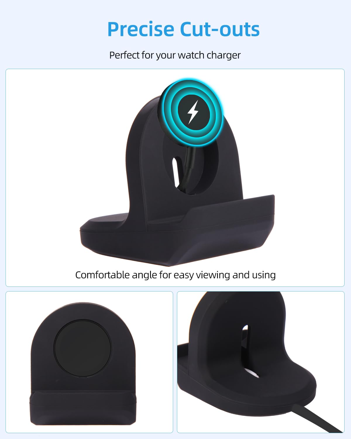 Soporte Compatible con Samsung Galaxy Watch 7 40,44mm/Fe/6 40,44mm/6 Classic 43,47mm/5/5 Pro/5 (Pro) Golf Edition, Soporte de Silicona Antideslizante con Ranura para Cables