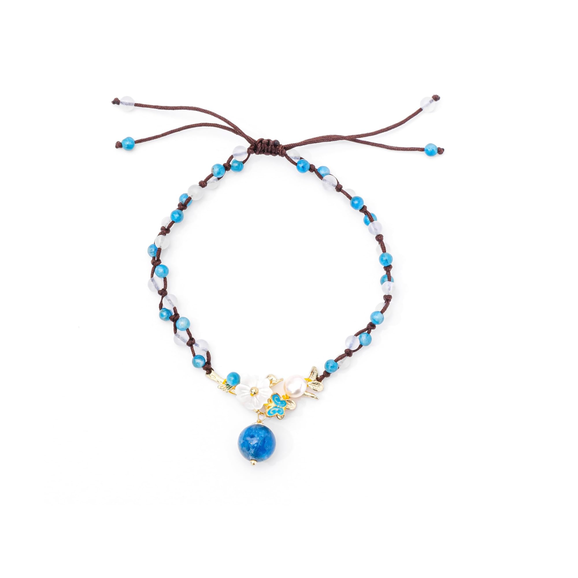 Conscious Items Triple Crystal Positivity Pearl Anklet, Pearl Moonstone & Apatite Ankle Bracelet for Women, Handmade Beaded Anklet for Confidence,