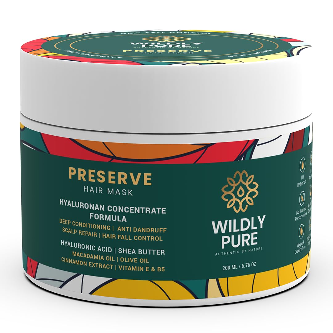 Wildly Pure Hair Mask for Hair Fall & Dandruff Control | With Hyaluronic Acid, Biotin, Nasturtium & Niacinamide | 33% Less Hair Fall During Combing | 86% Reduction in Scalp Redness & Itchiness | Men & Women | 200mL (Preserve)-image-13