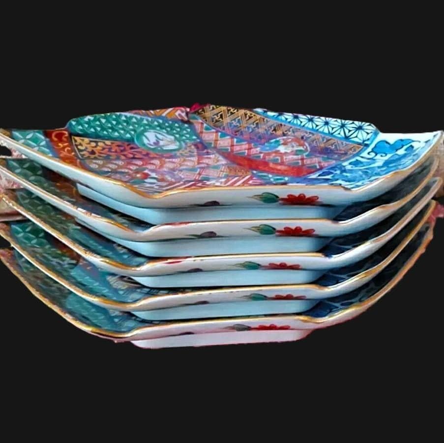 新品箱入5客 龍峰窯 金彩赤絵 祥瑞花丸紋むすび皿 古伊万里様式 m10129446756_1.jpg?1734941906