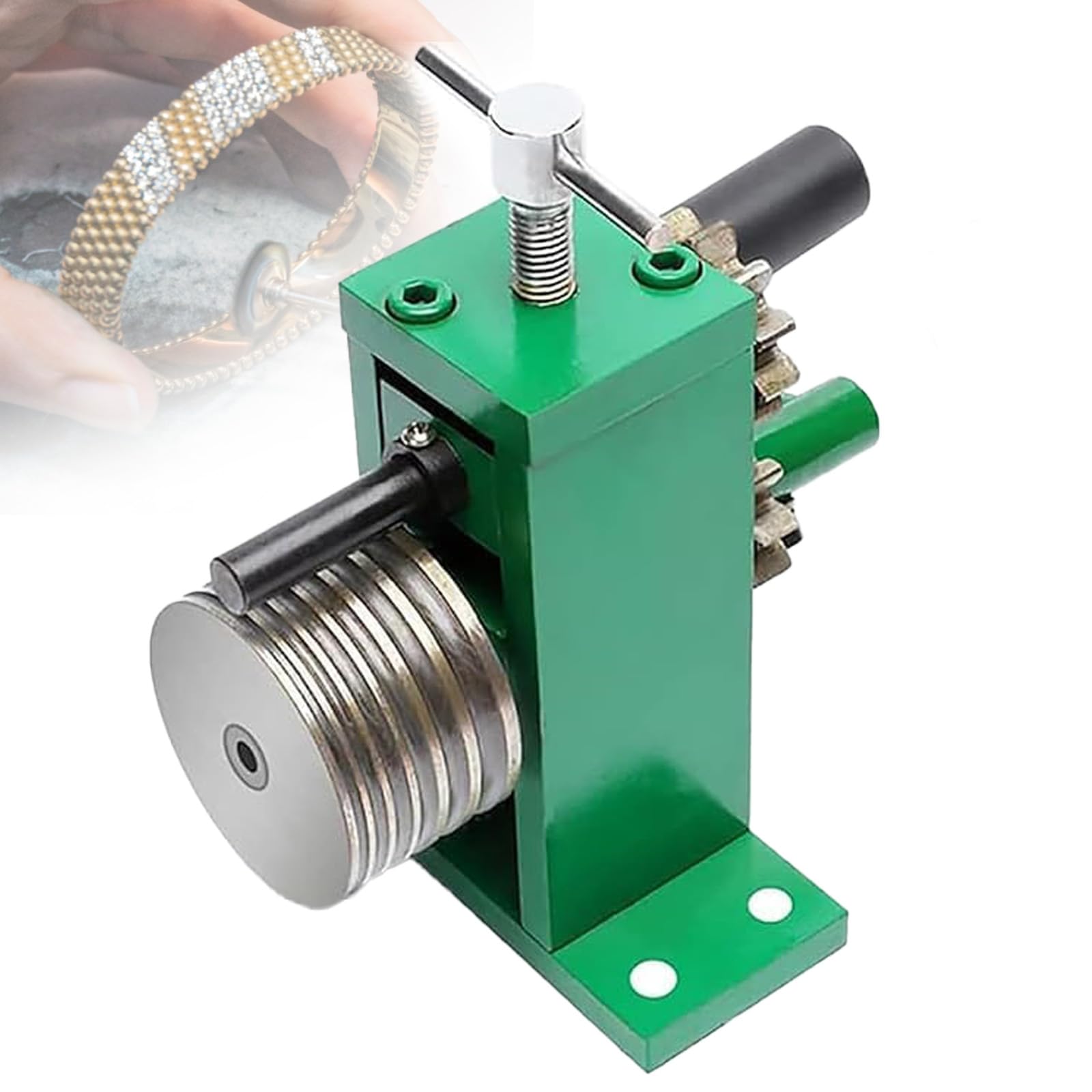 XCSCUK Hand Cranked Jewelry Rolling Mill, Manual Ring Bender Machine, Gold Silver Processing Equipment, Jewelry Workshop Repairs Rubber Roller (Iron roller)