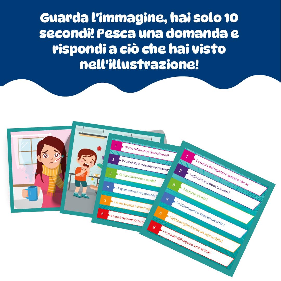 KANGUR 10 Secondi Kids Corpo Umano Gioco Educativo per Bambini 4+ con 48 Carte Sviluppa Memoria Concentrazione Osservazione Anatomia Umana