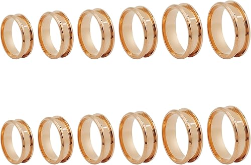 Oubaka 12 anillos de acero inoxidable en blanco para la fabricación de joyas, 789101112, anillo de 0.315 in de ancho, anillo de dedo ranurado