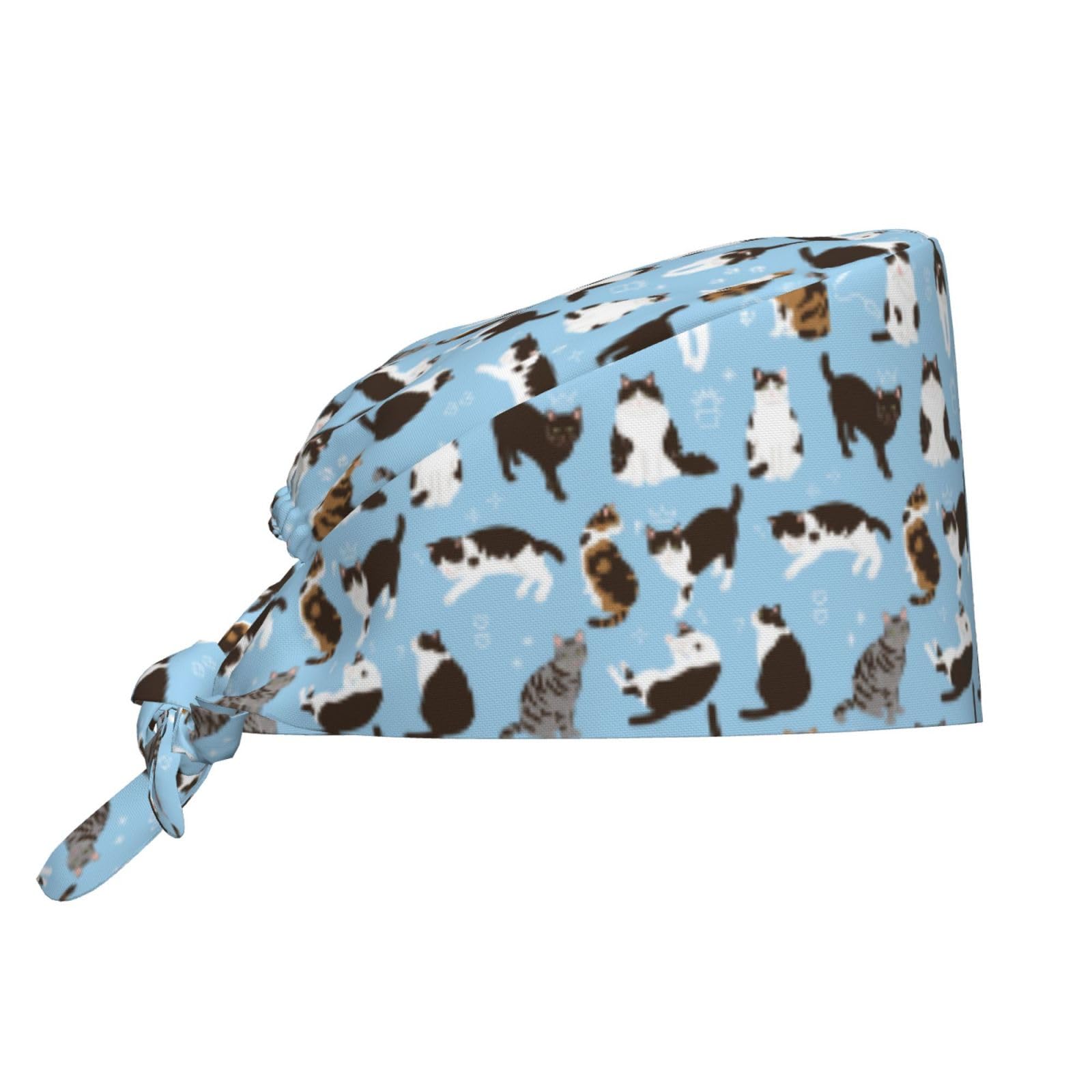 WAFICAC Cats Adjustable Working Cap with Sweatband Scrub Hats Surgical Headgear for Women/Men