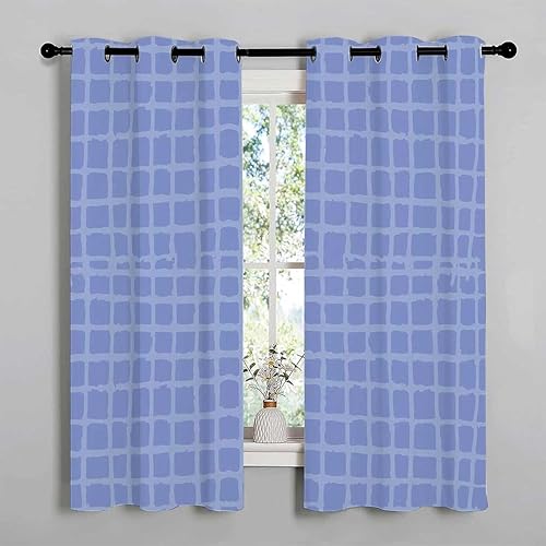 Cortinas De Cocina Modernas Blue Lattice Geometry Polka Dots Nordic Door Curtains for Doorways Acoustic Blanket 72Inch Width by 72Inch Length,2