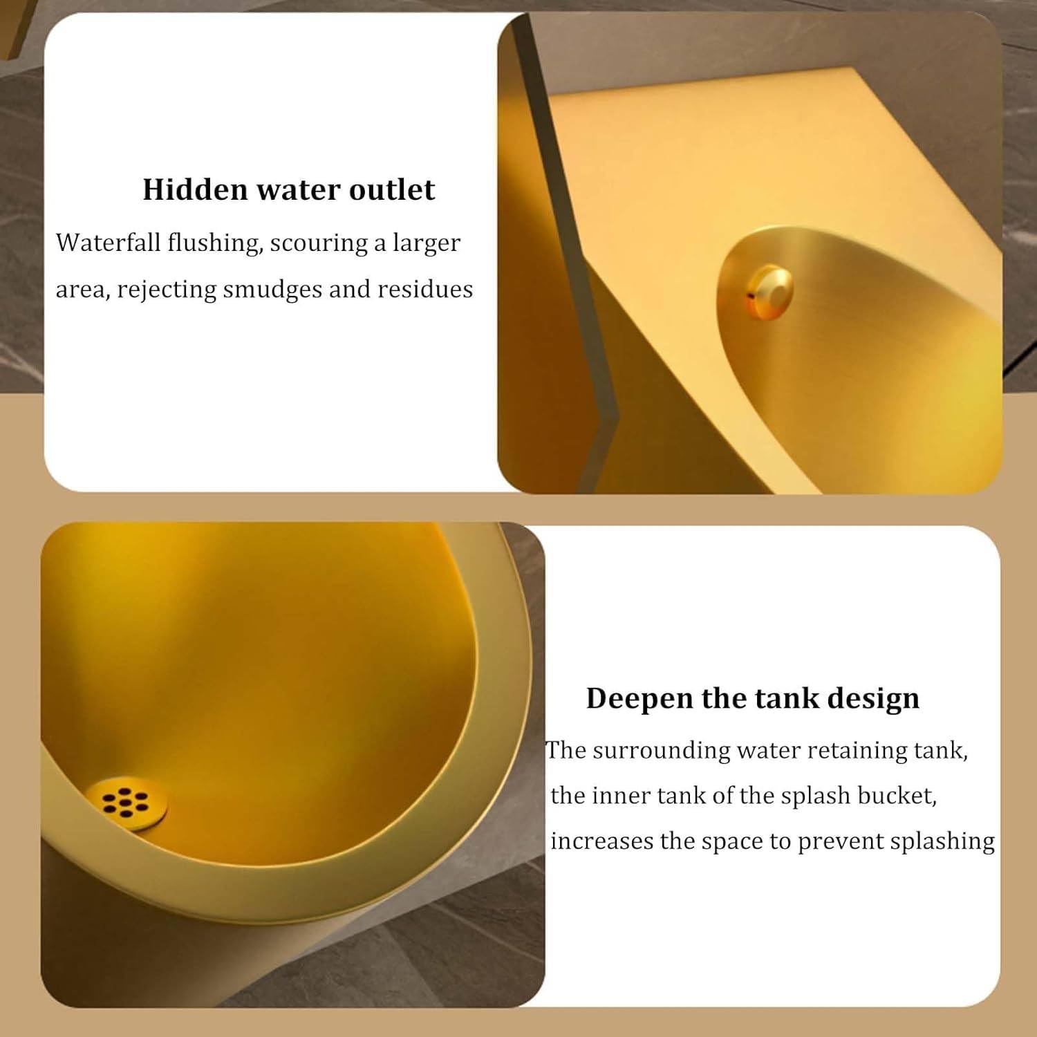 Orinatoio da Uomo a Parete 304, orinatoio da Uomo in Acciaio Inossidabile con induzione Automatica, per Servizi igienici pubblici Rosegold-Urinal+Sensor