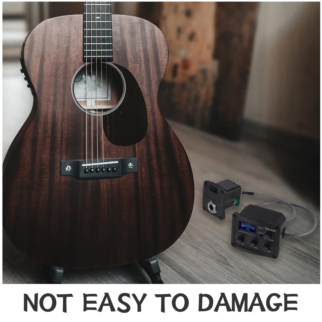 Kisangel Ukulele Piezo Tonabnehmer mit Band-EQ Equalizer & LCD-Display Tuner - Präzise Stimmung für Lauträume, Batteriestandsanzeige & Digitales Tuning