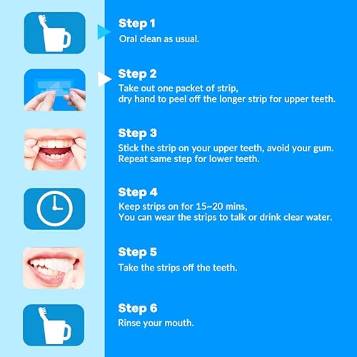 Miniatura 6 de Tiras blanqueadoras de dientes, gel blanqueador de dientes con peróxido de hidrógeno al 6%, tiras blanqueadoras no disolventes, blanqueamiento