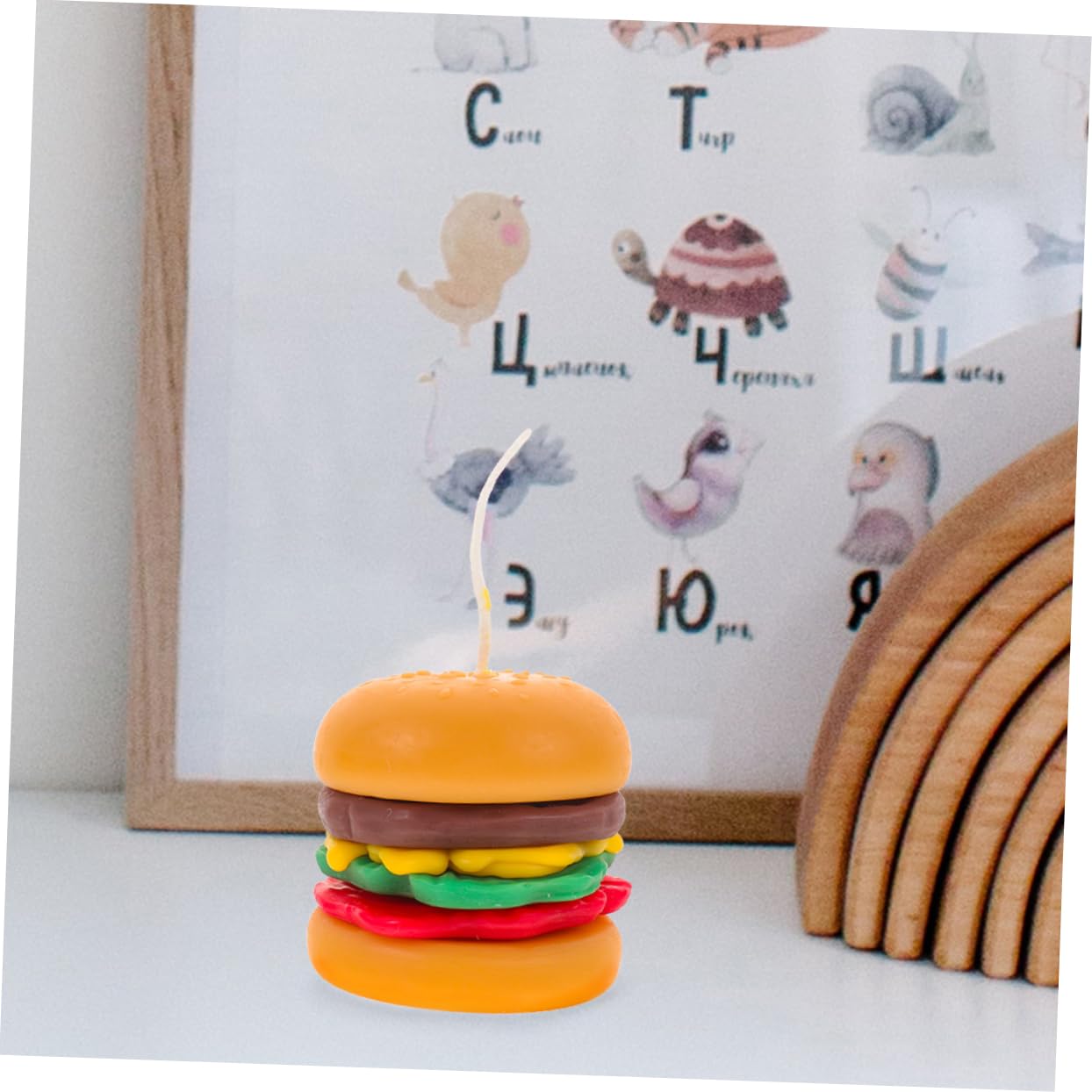 Vela de Hamburguesa Aromática Decorativa, 2 Piezas de Cera Naranja | Estilo Rústico Farmhouse Artístico, para Mesa Fotográfica y Ambiente Festivo